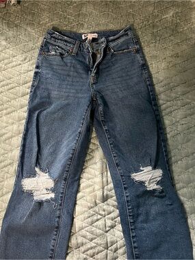 SO Women’s Straight Leg Distressed Blue Jeans